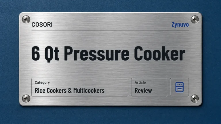 Zynuvo rating plate for the COSORI 6 Qt Pressure Cooker review