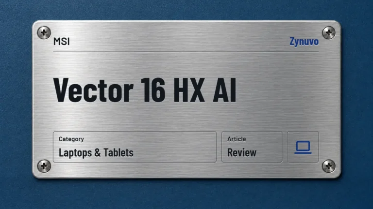 Zynuvo rating plate for the MSI Vector 16 HX AI review