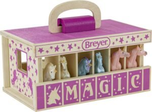 Breyer Unicorn Magic Wooden Carry Stable Playset with 6 Unicorn