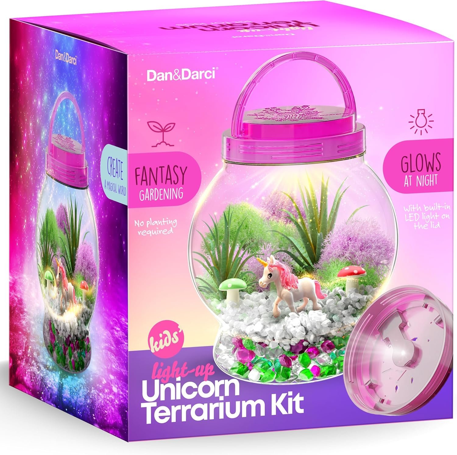 Dan&Darci Light-Up Unicorn Terrarium Kit for Kids