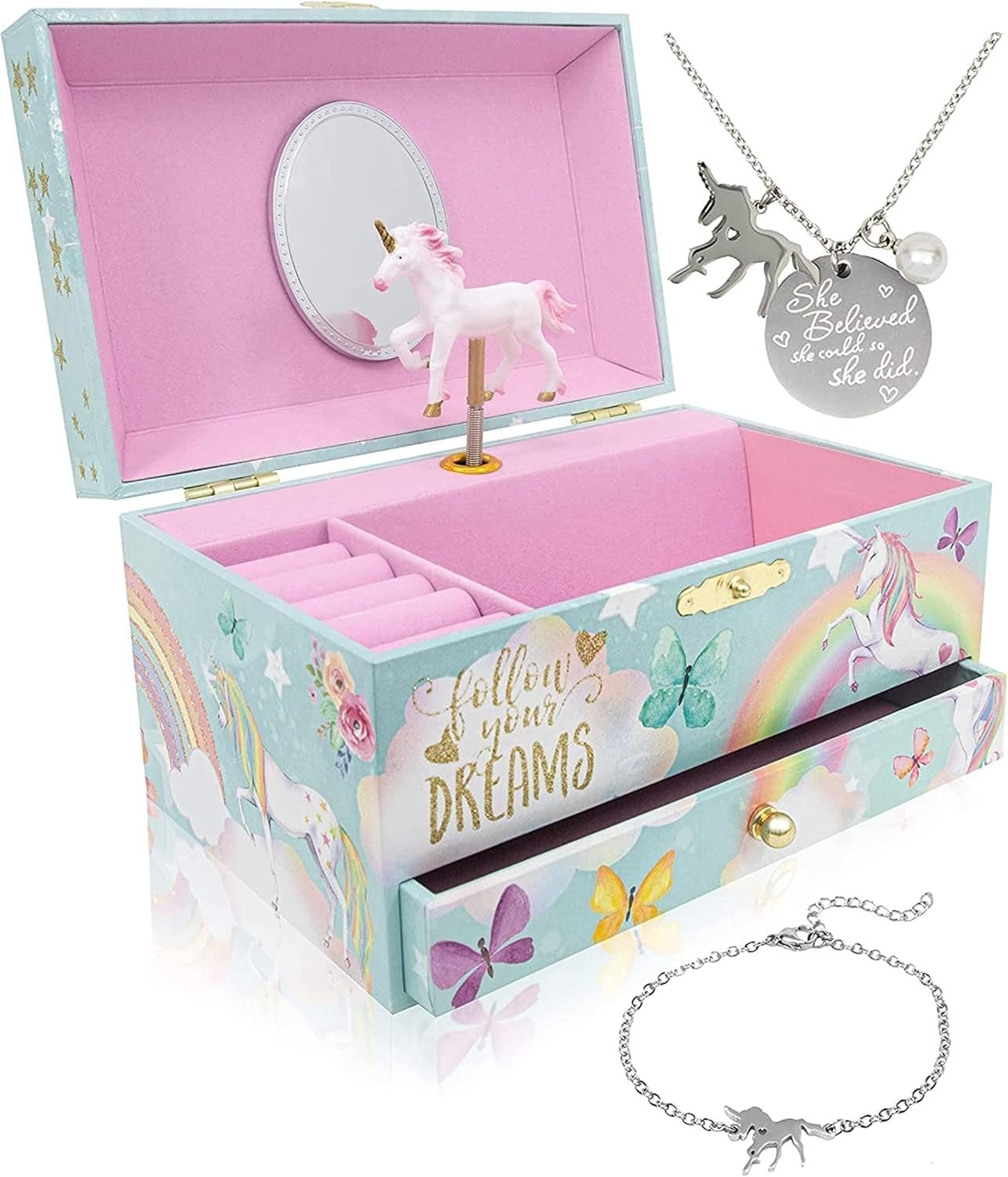The Memory Building Co Unicorn Musical Jewelry Box Plays Classic Melody