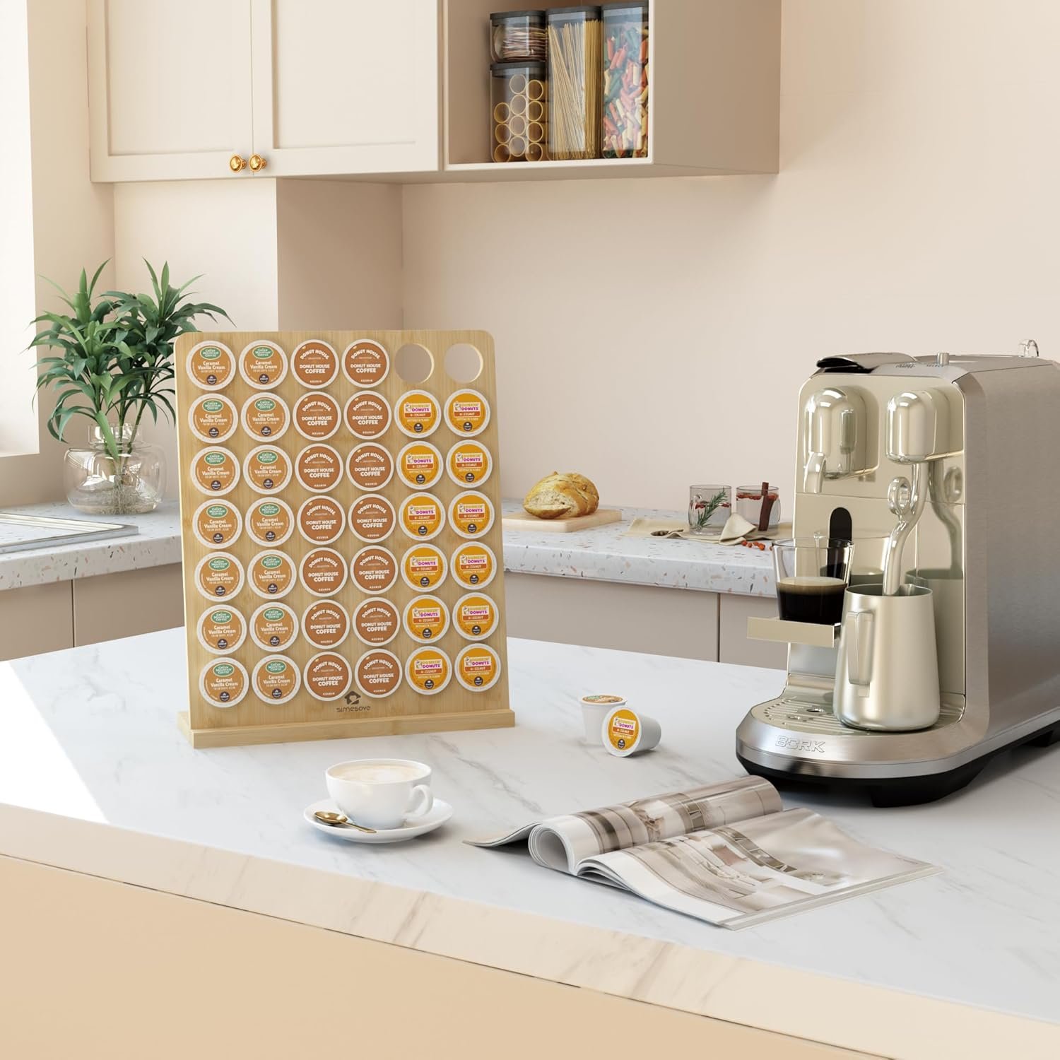 simesove K Cup Holder, Bamboo Keurig Storage Organizer,
