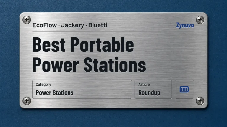 Zynuvo rating plate for the Best Portable Power Stations roundup covering EcoFlow, Jackery and Bluetti