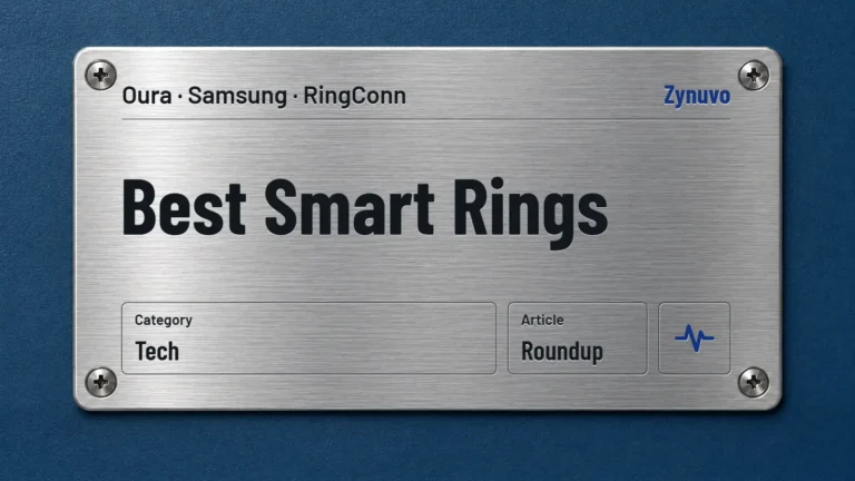 Zynuvo rating plate for the Best Smart Rings roundup covering Oura, Samsung and RingConn