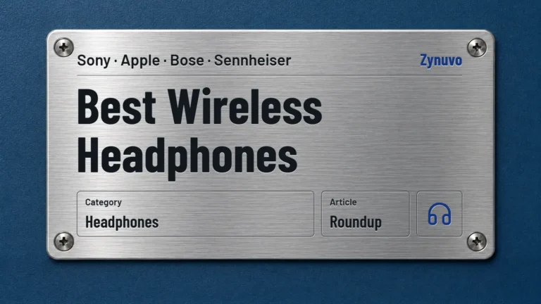 Zynuvo rating plate for the Best Wireless Headphones roundup covering Sony, Apple, Bose and Sennheiser
