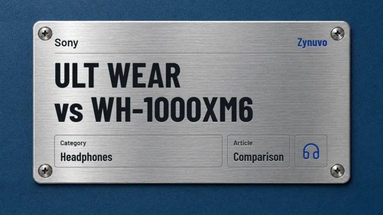 Zynuvo rating plate for the ULT WEAR vs WH-1000XM6 comparison (Sony)