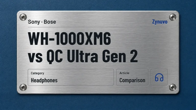 Zynuvo rating plate for the WH-1000XM6 vs QC Ultra Gen 2 comparison (Sony and Bose)