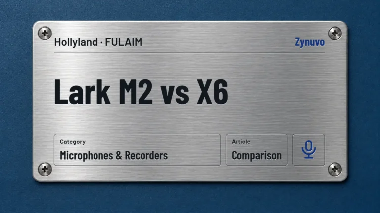 Zynuvo rating plate for the Lark M2 vs X6 comparison (Hollyland and FULAIM)