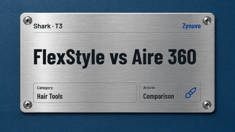 Zynuvo rating plate for the FlexStyle vs Aire 360 comparison (Shark and T3)