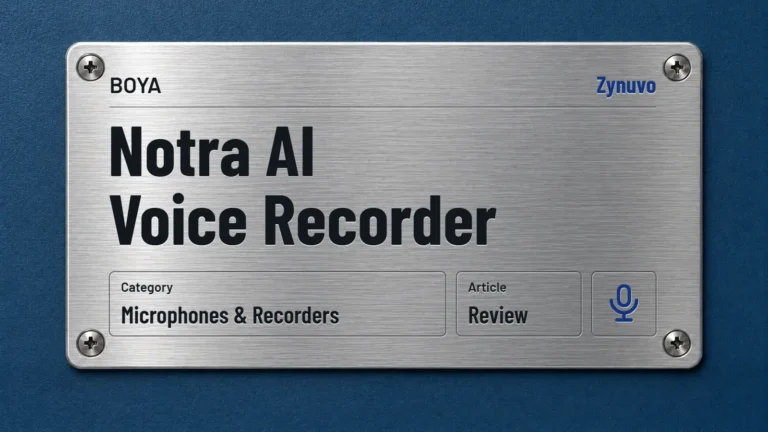 Zynuvo rating plate for the BOYA Notra AI Voice Recorder review